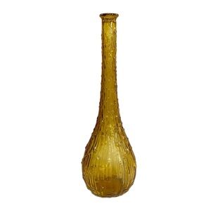 Vintage Dark Amber Wax Drip 60’s Genie Bottle Elongated Vase / Decanter